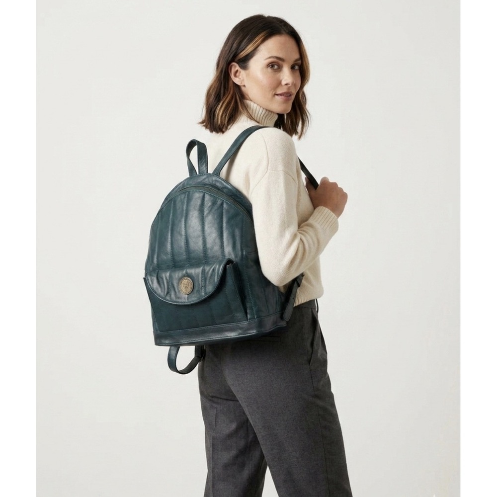 Wanderers Travel Co Ferrara Blue Leather Backpack Travel Bag